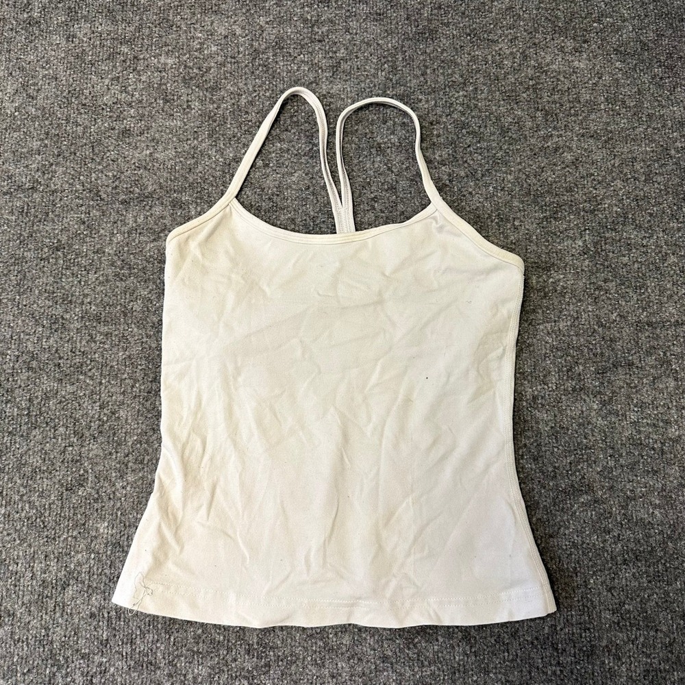 Lululemon Tank Top Womens Size 4 White Power Y Racerback Built-in Bra Athletic